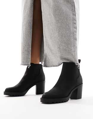 Only Faux Leather Heeled Boot In Black