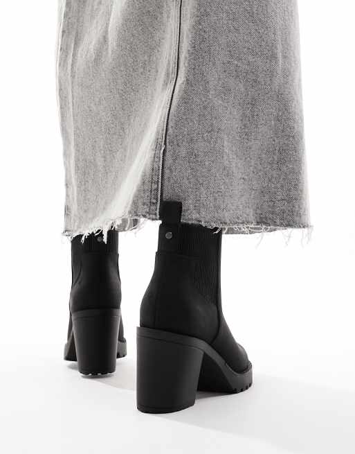 ONLY faux leather heeled boot in black 