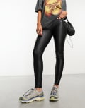[ONLY] Only faux leather high waisted leggings in black 12-14 BLACK