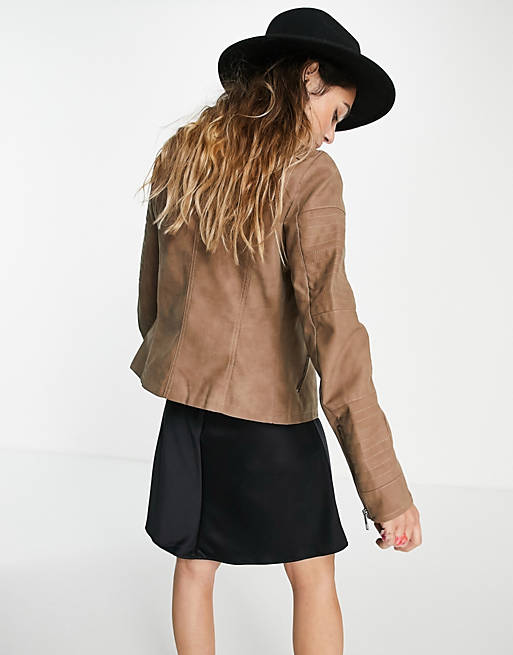 Coats & Jackets Only faux leather jacket in brown 