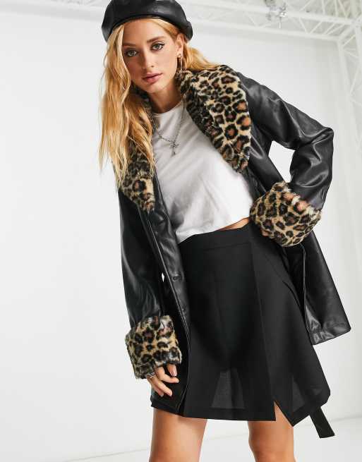 Faux leather trim clearance jacket