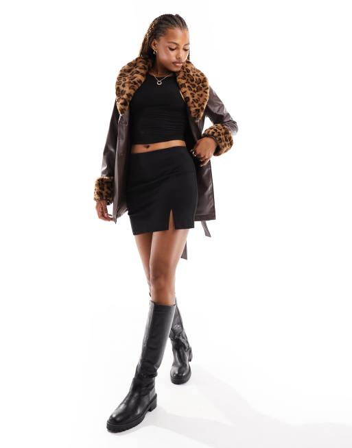 Leopard on sale trim jacket