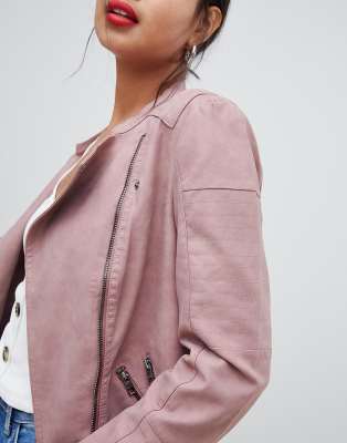 ash rose faux leather biker jacket