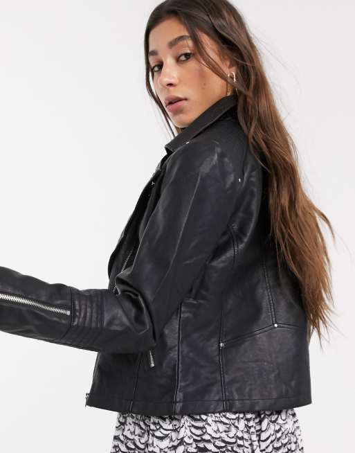 Asos vegan leather outlet jacket