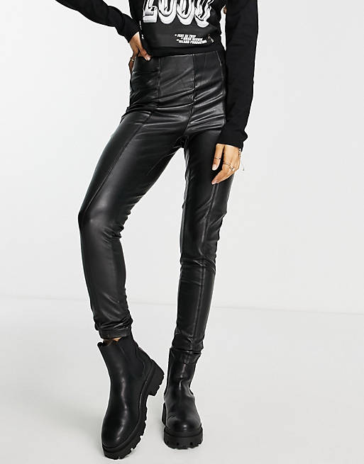 Only faux leather leggings in black