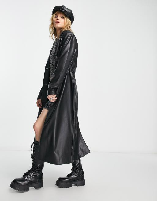 Leather store longline coat