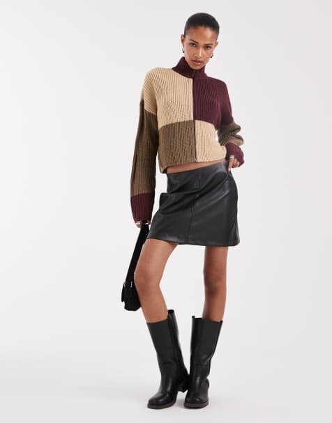 Only faux leather mini skirt in black - view 1
