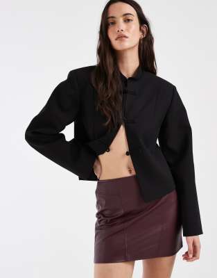 Only Faux Leather Mini Skirt In Red