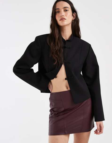 ONLY faux leather mini skirt in burgundy - view 1