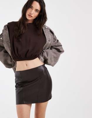 Only Faux Leather Mini Skirt In Animal Print