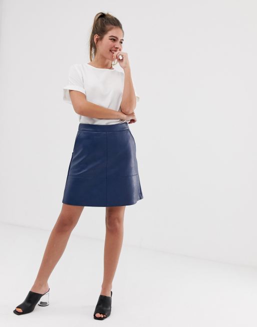 Faux leather 2024 pencil skirt blue