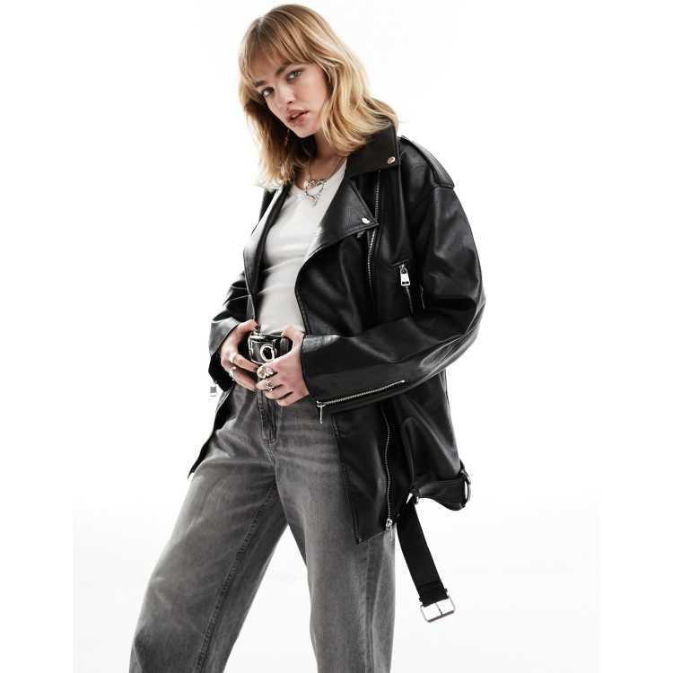 X-girl FAUX LEATHER OVERSIZED JACKET