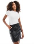 [ONLY] Only faux leather paperbag waist mini skirt in black 6 BLACK