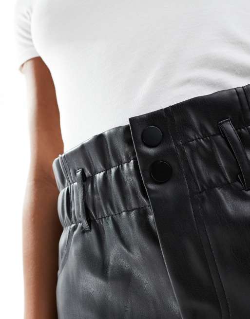 Elasticated waist shop leather mini skirt