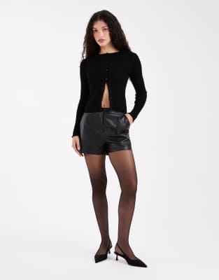 Only Faux Leather Shorts In Black