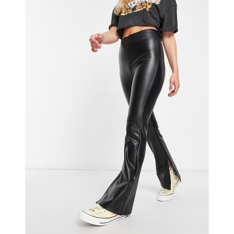 LIMITED COLLECTION Plus Size Black Faux Leather Flared Trousers