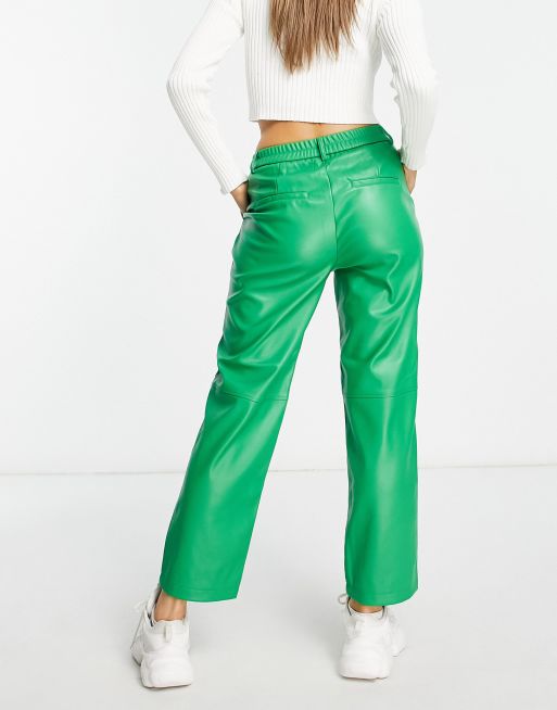 Zara green faux leather pants