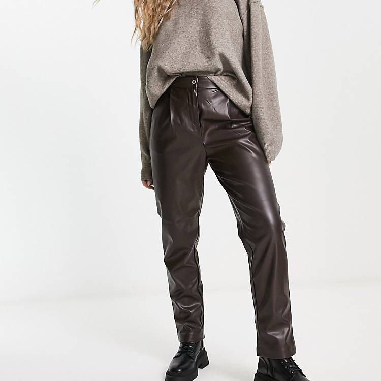 faux leather leg in chocolate brown | ASOS