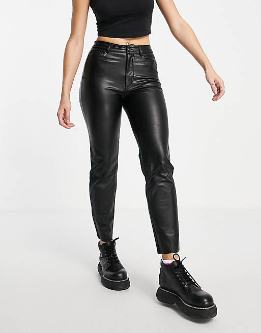 Only faux leather trousers in black | ASOS
