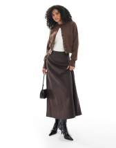 4th & Reckless wool feel ribbed knit wrap cardigan co-ord in beige