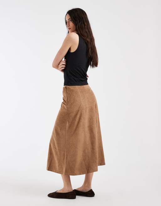 ONLY faux suede midaxi skirt in brown, 5 of 5
