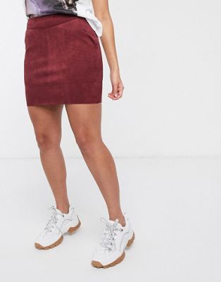 burgundy faux suede skirt