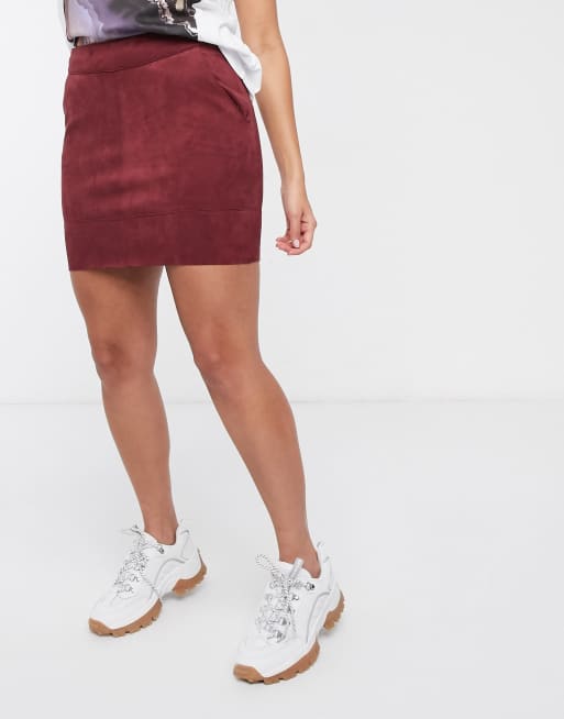 Burgundy on sale suede skirt