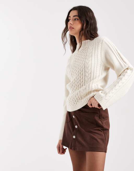 ONLY faux suede mini skirt in chocolate brown, 2 of 5