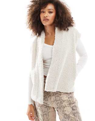 Only Faux Wool Vest In Cream-white