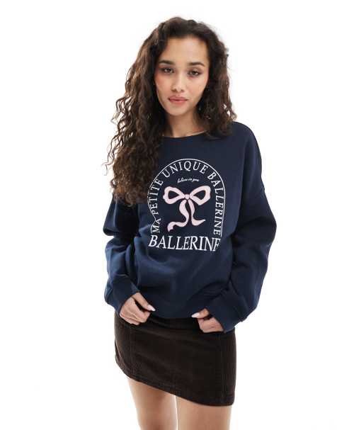 ONLY - Felpa blu navy con stampa di fiocco - view 1
