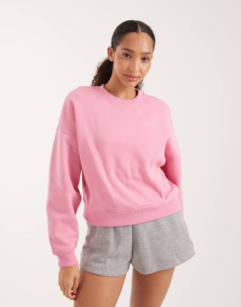 ONLY - Felpa girocollo color rosa chiaro con spalle scese - view 1
