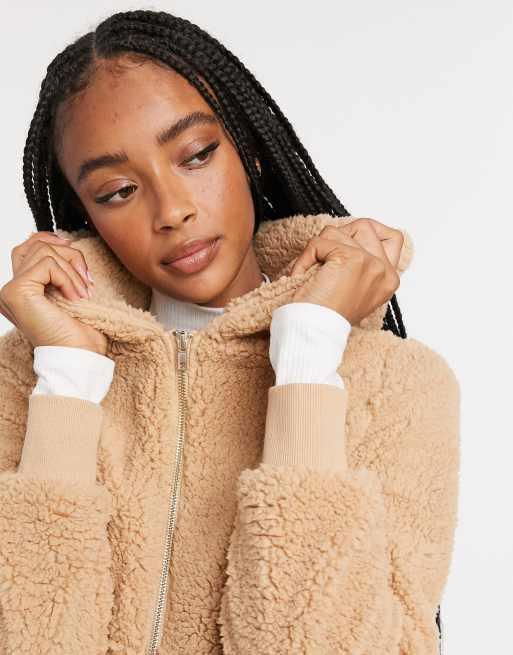 Hooded faux shearling 2025 jacket forever 21