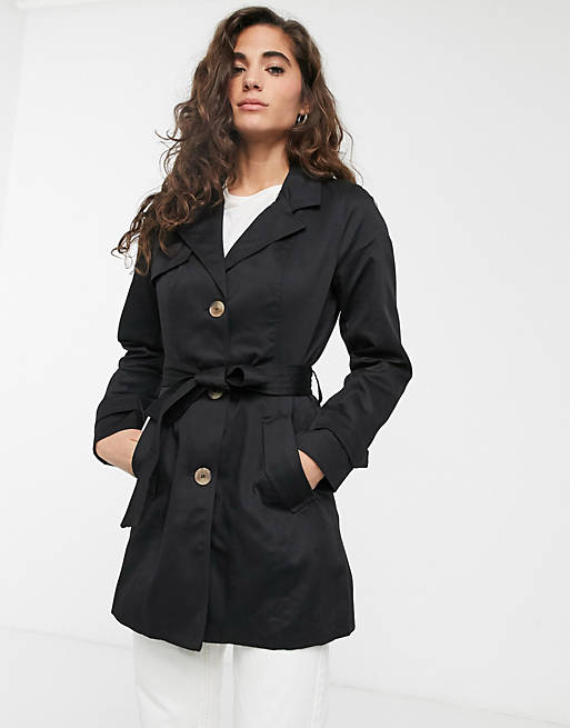 Only Finesse belted short trench coat | ASOS