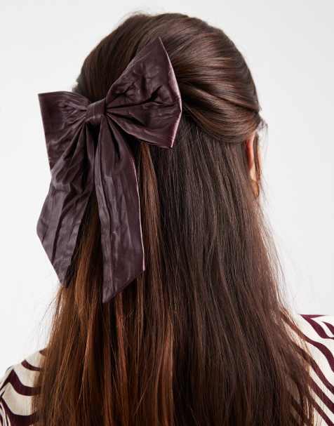 ONLY - Fiocco per capelli in pelle sintetica bordeaux scuro - view 1