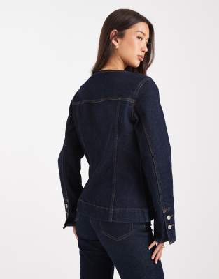 Only Fitted Denim Jacket In Blue