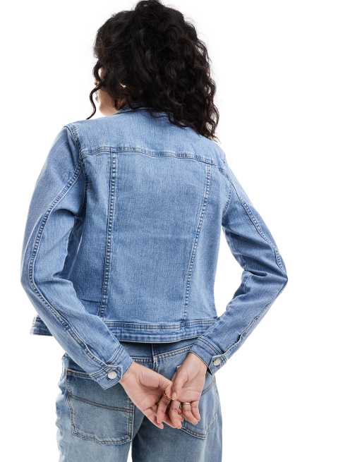 ONLY fitted denim jacket in light blue wash ASOS