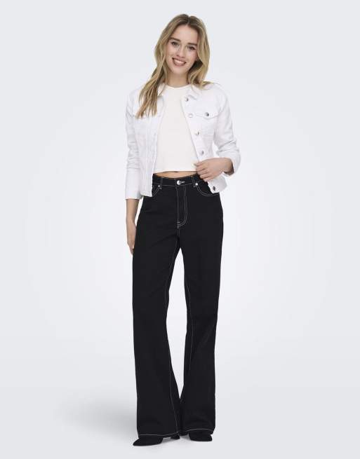 ONLY fitted denim jacket in white, 3 of 7