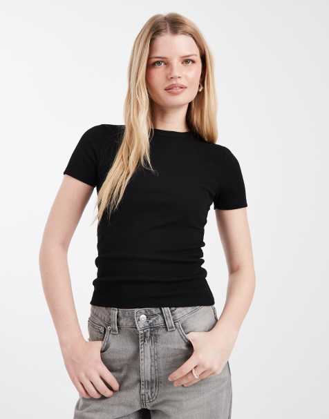 ONLY fitted rib knit top in black - view 1