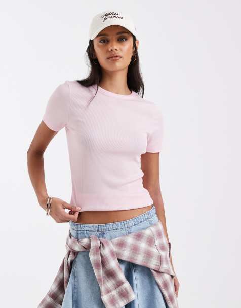 ONLY fitted ribbed top in light pink