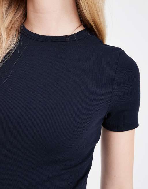 ONLY fitted ribbed top in navy, 3 of 4