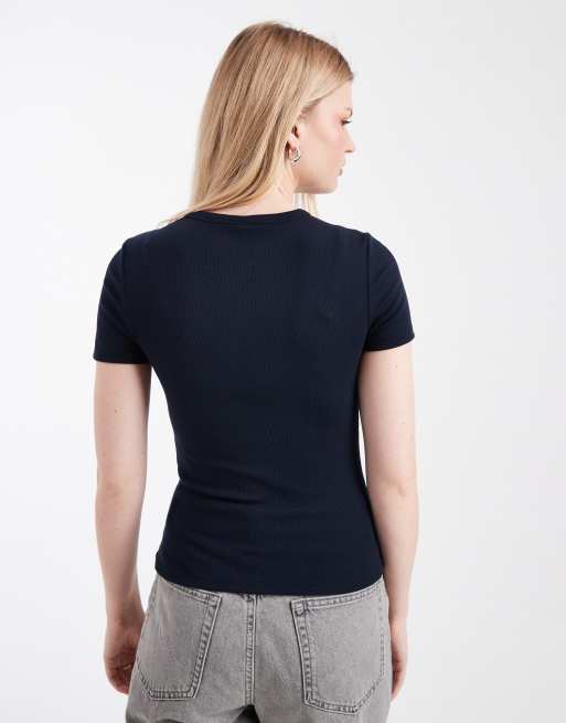 ONLY fitted ribbed top in navy, 4 of 4