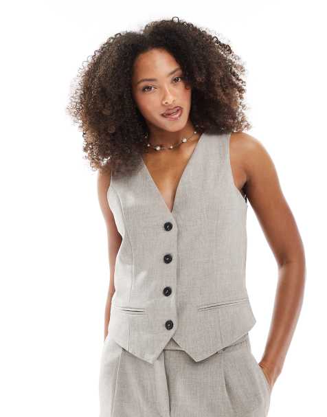 ONLY fitted waistcoat co-ord in beige - view 1