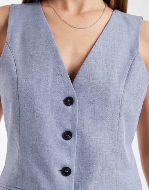 ONLY fitted waistcoat co-ord in vintage indigo, 3 of 4