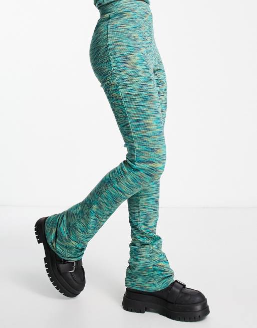 Only - Flare-broek in space-dye groen, deel van co-ord set, 3 van 4