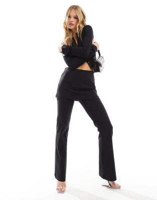 flare fit skirt over pants in black