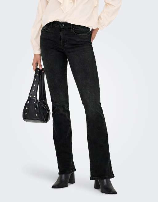 Only - Flared jeans in zwart met wassing