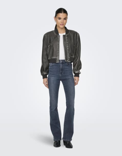 Only - Flared jeans van blauw-zwarte denim - view 1