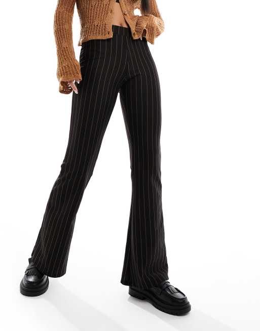 Only flared pants in black pinstripe