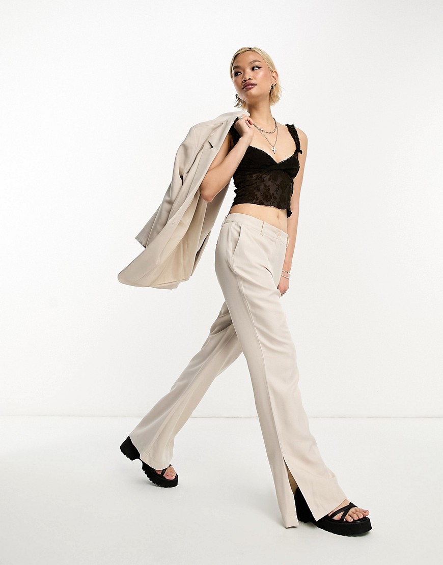 Only flared tailored trousers co-ord in stone-Neutral