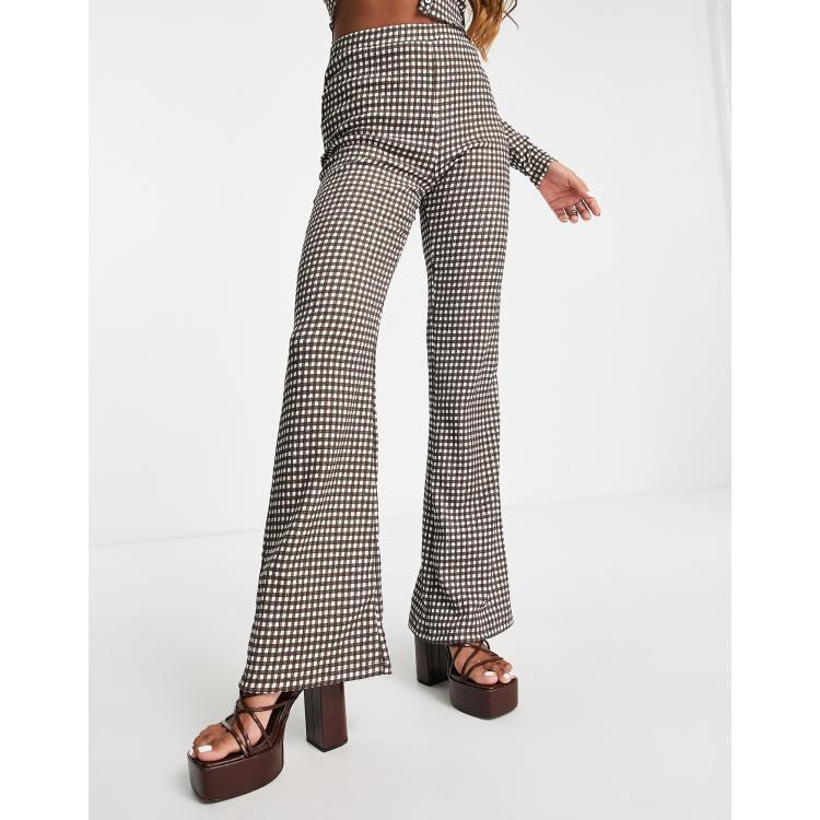 Only flared trouser co-ord in brown check